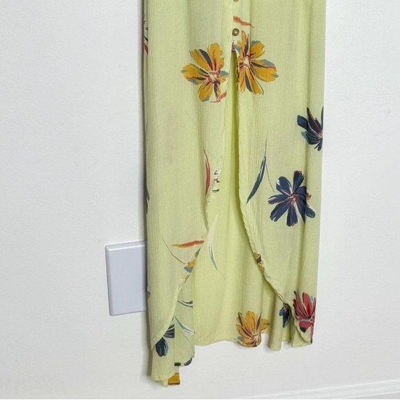 O'Neill Dress Beach Dress Textured Crepe Yellow Floral Straps Drawstring Waist - Picture 7 of 13